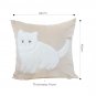 SOGA 45cm Throw Pillow Light Tan Square Cushion with Soft White Cat Design