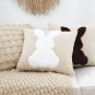 SOGA 45cm Throw Pillow Light Tan Square Cushion with Soft White Rabbit Design