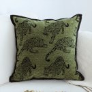 SOGA 40cm Throw Pillow Green Leopard Square Retro Decorative Cushion