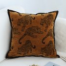 SOGA 45cm Throw Pillow Dark Brown Leopard Square Retro Decorative Cushion SOGA 45cm Throw Pillow Dark Brown Leopard Square Retro Decorative Cushion