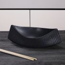 SOGA 37x12.5cm Black Ornament boat shaped plate ceramic food decoration