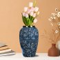 SOGA 30x19cm Blue with White Mini Floral Medium Ceramic Flower Vase Elegant Living Room Home Decor