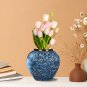 SOGA 21x22cm Blue with White Mini Floral Small Ceramic Flower Vase Elegant Living Room Home Decor
