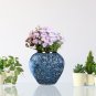 SOGA 21x22cm Blue with White Mini Floral Small Ceramic Flower Vase Elegant Living Room Home Decor