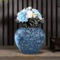 SOGA 21x22cm Blue with White Mini Floral Small Ceramic Flower Vase Elegant Living Room Home Decor
