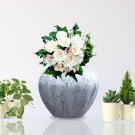 SOGA 21x22cm White and Grey Small Ceramic Flower Vase Elegant Living Room Home Decor