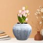 SOGA 21x22cm White and Grey Small Ceramic Flower Vase Elegant Living Room Home Decor
