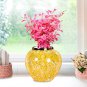 SOGA 21x22cm Yellow with White Mini Floral Small Ceramic Flower Vase Elegant Living Room Home Decor