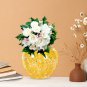 SOGA 21x22cm Yellow with White Mini Floral Small Ceramic Flower Vase Elegant Living Room Home Decor