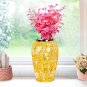 SOGA 30x19cm Yellow with White Mini Floral Medium Ceramic Flower Vase Elegant Living Room Home Decor