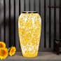 SOGA 35x17cm Yellow with White Mini Floral Large Ceramic Flower Vase Elegant Living Room Home Decor