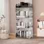 SOGA 38x24cm Clear 3 Tier Bookshelf & Cosmetic Storage Organizer Trolley Rack