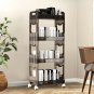 SOGA 38x24cm Black 3 Tier Bookshelf & Cosmetic Storage Organizer Trolley Rack