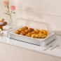 SOGA 59x38.5cm Silver Color Ceramic Serving Bowl Chafing Dish for Kitchen Essential