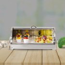 SOGA 59x38.5cm Silver Ceramic Serving Bowl with Chafing Dish Buffet Server for Kitchen Dining