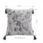 SOGA 50cm Throw Pillow Black and White Elegant Floral Print with Tassel Accents Home Decor