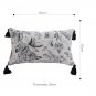 SOGA 35cm Throw Pillow Black and White Floral Print Elegant with Tassel Accents Home Decor