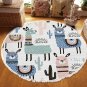 SOGA 120cm Alpaca Cactus Pattern Rug Desert Animals Non-Slip Rugs for Living Room Dining Room