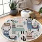 SOGA 120cm Alpaca Cactus Pattern Rug Desert Animals Non-Slip Rugs for Living Room Dining Room