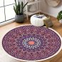 SOGA 90cm Purple Mandala Round Carpet for Living Room Bedroom Anti-slip Doormat Home Decor