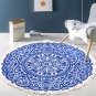 SOGA 90cm Round Rug Bohemian with Bohemian Geometric Pattern Anti-slip Doormat Home Decor