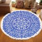SOGA 90cm Round Rug Bohemian with Bohemian Geometric Pattern Anti-slip Doormat Home Decor
