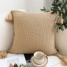 SOGA 50CM Light Brown Pillow with Tassel Accents Rizzy Transitional Cover Throw Pillow SOGA 50CM Light Brown Pillow with Tassel Accents Rizzy Transitional Cover Throw Pillow