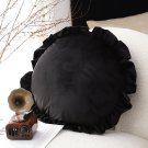 SOGA 45Cm Butterfly Black Vintage Lotus Leaf Edge Round Throw Pillow SOGA 45Cm Butterfly Black Vintage Lotus Leaf Edge Round Throw Pillow