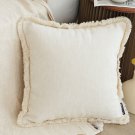 SOGA 45cm Creamy White Home Aesthetic Chenille Texture Tassel Square Throw pillow SOGA 45cm Creamy White Home Aesthetic Chenille Texture Tassel Square Throw pillow