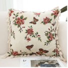 SOGA 45cm Creamy White French Vintage Butterfly Loves Flowers Tassel Throw Pillow SOGA 45cm Creamy White French Vintage Butterfly Loves Flowers Tassel Throw Pillow