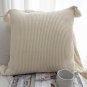 SOGA 45cm Yellowish-Brown Wabi-Sabi Thickened Cotton Tassel Square Throw Pillow