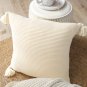 SOGA 45cm Yellowish-Brown Wabi-Sabi Thickened Cotton Tassel Square Throw Pillow