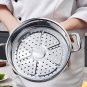 SOGA 3 Tier 32cm Heavy Duty Stainless Steel Food Steamer Vegetable Pot Stackable Pan with Glass Lid