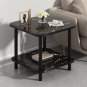 SOGA 60cm Black Ceramic Table Stone Pattern Modern Design with Black Legs