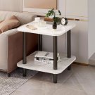 SOGA 70cm White Ceramic Table Stone Pattern Modern Design with Black Legs SOGA 70cm White Ceramic Table Stone Pattern Modern Design with Black Legs