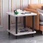 SOGA 70cm White Ceramic Table Stone Pattern Modern Design with Black Legs