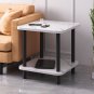 SOGA 70cm White Ceramic Table Stone Pattern Modern Design with Black Legs