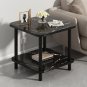 SOGA 70cm Black Ceramic Side Table Stone Pattern Modern Design with Black Legs