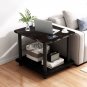 SOGA 70cm Black Ceramic Side Table Stone Pattern Modern Design with Black Legs