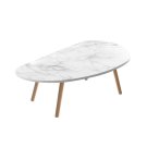 SOGA 80x40cm White Stone Pattern Living Room Nordic Coffee Table Modern Style