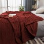 SOGA Burgundy Throw Blanket Warm Cozy Striped Pattern Thin Flannel Coverlet Fleece Bed Sofa