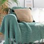 SOGA Green Tassel Fringe Knitting Blanket Warm Cozy Woven Cover Couch Bed Sofa Home Decor