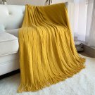 SOGA Mustard Textured Knitted Throw Blanket Warm Cozy Woven Cover Couch Bed Sofa Home Decor