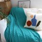 SOGA Teal Diamond Pattern Knitted Throw Blanket Warm Cozy Woven Cover Couch Bed Sofa