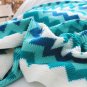 SOGA 220cm Blue Zigzag Striped Throw Blanket Wave Knitted Woven Cover Couch Bed Sofa Home Decor