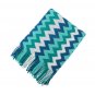 SOGA 220cm Blue Zigzag Striped Throw Blanket Wave Knitted Woven Cover Couch Bed Sofa Home Decor