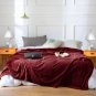 SOGA Burgundy Throw Blanket Warm Cozy Striped Pattern Thin Flannel Coverlet Bed Sofa Comforter