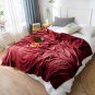 SOGA Burgundy Throw Blanket Warm Cozy Striped Pattern Thin Flannel Coverlet Bed Sofa Comforter