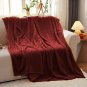 SOGA Burgundy Throw Blanket Warm Cozy Striped Pattern Thin Flannel Coverlet Bed Sofa Comforter