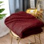 SOGA Burgundy Throw Blanket Warm Cozy Striped Pattern Thin Flannel Coverlet Bed Sofa Comforter